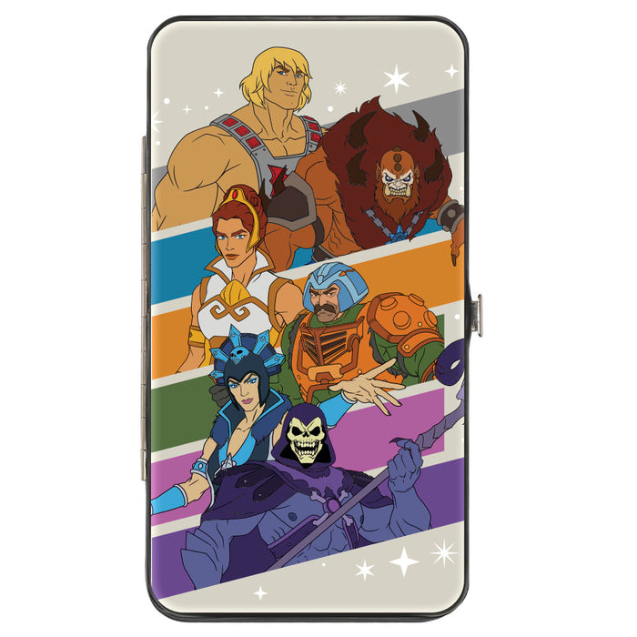 Hinged Wallet - Masters of the Universe Character Stripe Poses White/Multi Color Hinged Wallets Mattel