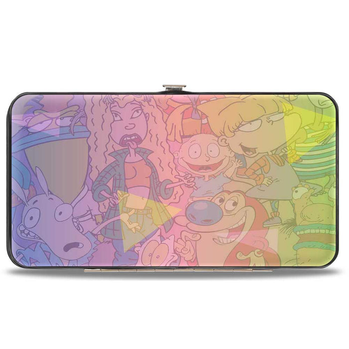 Hinged Wallet - Nick 90's 24-Character Group Pose + CLOSE-UP Fade Multi Color Hinged Wallets Nickelodeon