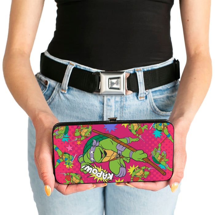 Hinged Wallet - KAPOW! Donatello Action Pose Scattered Turtle Action Poses Halftone Pinks Hinged Wallets Nickelodeon