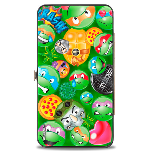 Hinged Wallet - Classic TMNT Turtle & Villain Expressions Pizza Turtle Shell Buttons Stacked Greens Hinged Wallets Nickelodeon