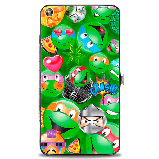 Hinged Wallet - Classic TMNT Turtle & Villain Expressions Pizza Turtle Shell Buttons Stacked Greens Hinged Wallets Nickelodeon