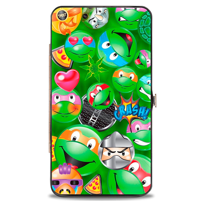 Hinged Wallet - Classic TMNT Turtle & Villain Expressions Pizza Turtle Shell Buttons Stacked Greens Hinged Wallets Nickelodeon