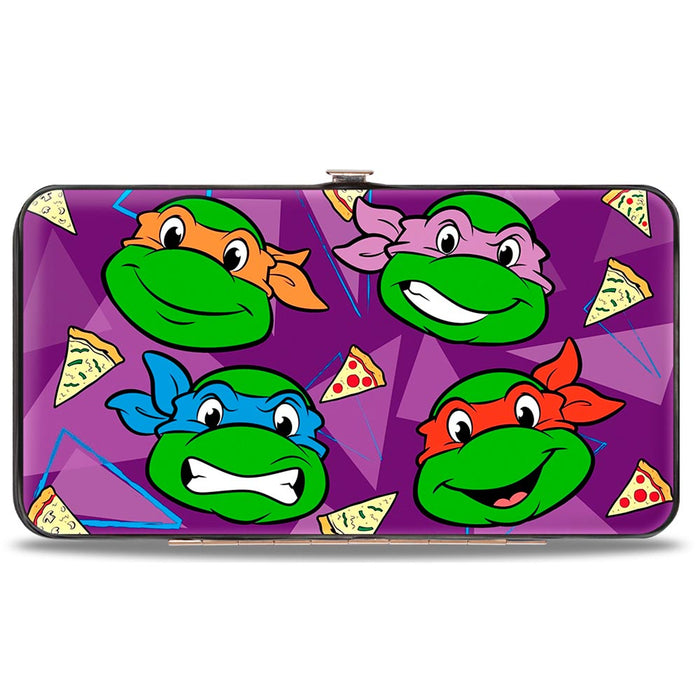 Hinged Wallet - Classic Teenage Mutant Ninja Turtles Faces + I "PIZZA-HEART" TMNT Purple Triangles Pizza Hinged Wallets Nickelodeon