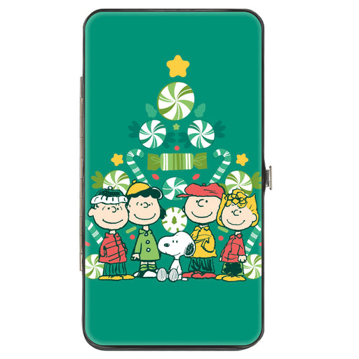 Hinged Wallet - Peanuts Holiday Christmas Tree Group Pose Greens Hinged Wallets Peanuts Worldwide LLC   