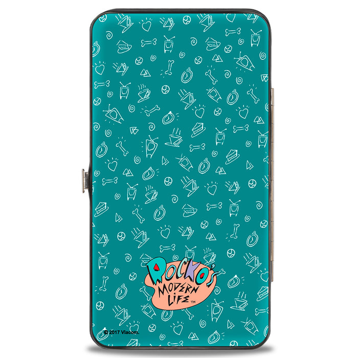 Hinged Wallet - Rocko's Modern Life Rocko & Spunky Pose + Logo Turquoise White Hinged Wallets Nickelodeon