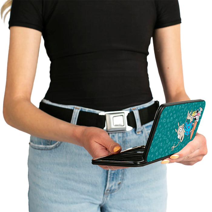 Hinged Wallet - Rocko's Modern Life Rocko & Spunky Pose + Logo Turquoise White Hinged Wallets Nickelodeon