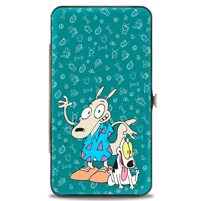 Hinged Wallet - Rocko's Modern Life Rocko & Spunky Pose + Logo Turquoise White Hinged Wallets Nickelodeon