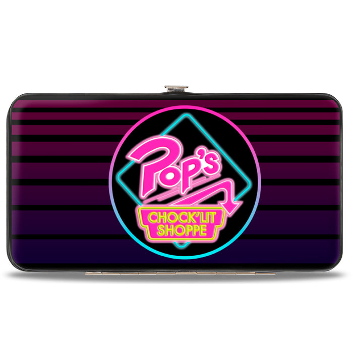 Hinged Wallet - Riverdale POP'S CHOCK'LIT SHOPPE Logo Stripes Black Pinks Blues Hinged Wallets Riverdale