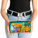 Hinged Wallet - Scooby Doo 5-Character Group Pose w Mystery Machine Turquoise Blues Orange Hinged Wallets Scooby Doo