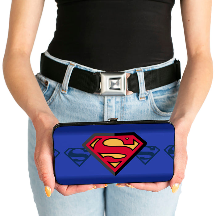 Hinged Wallet - Superman Shield Centered Shield Stripe Blues Hinged Wallets DC Comics