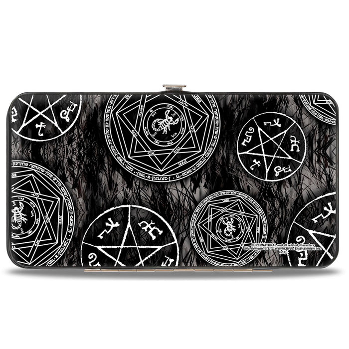 Hinged Wallet - Supernatural Devil's Trap Pentagrams Grays Black White Hinged Wallets Supernatural