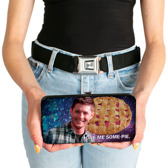 Hinged Wallet - Dean Smiling Pie Galaxy Blue-Purple Fade + SUPERNATURAL-JOIN THE HUNT Black White Hinged Wallets Supernatural