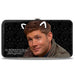 Hinged Wallet - SUPERNATURAL Sam Moose + Dean Sqirrel Poses Scattered Symbols Black Gray White Hinged Wallets Supernatural