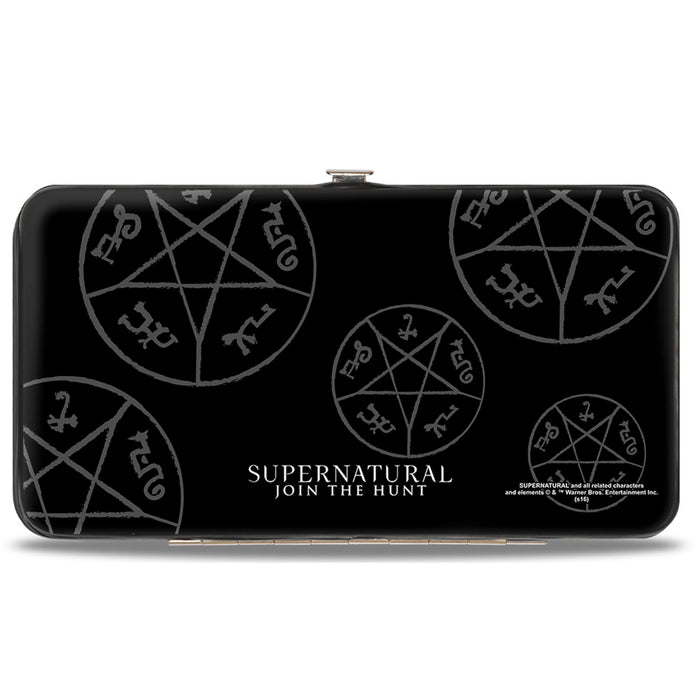 Hinged Wallet - Supernatural Devil's Trap Symbol Scattered Black Gray White Hinged Wallets Supernatural