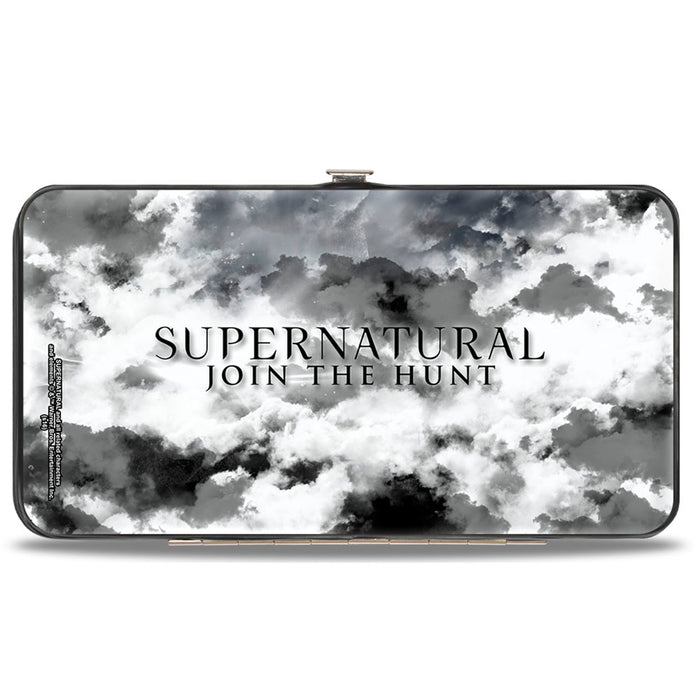 Hinged Wallet - Supernatural 4-Character Collage + Logo Clouds Grays Sepia Hinged Wallets Supernatural