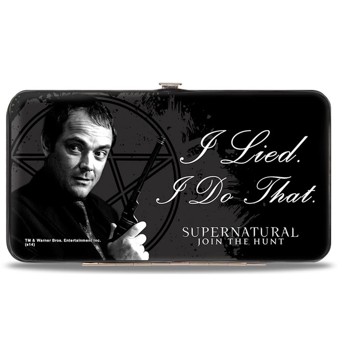 Hinged Wallet - Crowley I LIED- I DO THAT Pentagram Black Grays White Hinged Wallets Supernatural