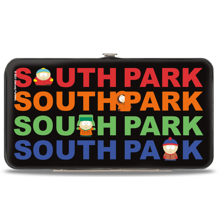 Hinged Wallet - SOUTH PARK Boys Peeking Pose and Title Logo Stacked Black/Multi Color Hinged Wallets Comedy Central   