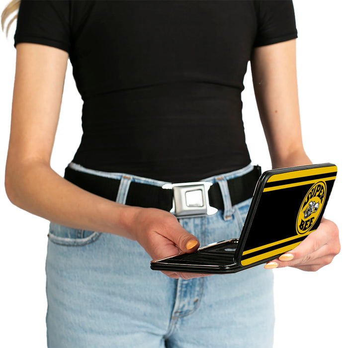 Hinged Wallet - SUPER BEE Logo Stripes Black Yellow Hinged Wallets Dodge