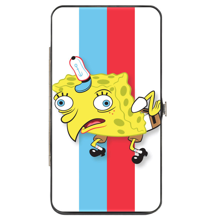 Hinged Wallet - Mocking SpongeBob Pose Stripe White Blue Red White Hinged Wallets Nickelodeon