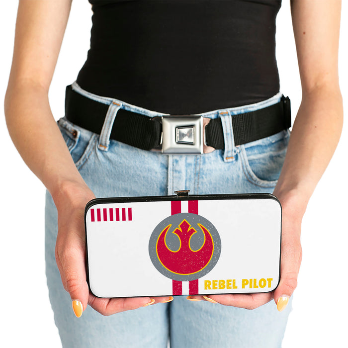 Hinged Wallet - Star Wars REBEL PILOT X-Wing Fighter + Rebel Alliance Insignia White Red Yellow Gray Hinged Wallets Star Wars