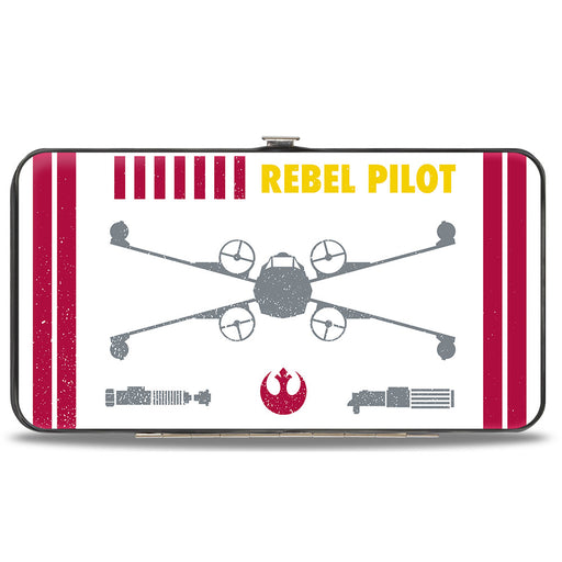 Hinged Wallet - Star Wars REBEL PILOT X-Wing Fighter + Rebel Alliance Insignia White Red Yellow Gray Hinged Wallets Star Wars