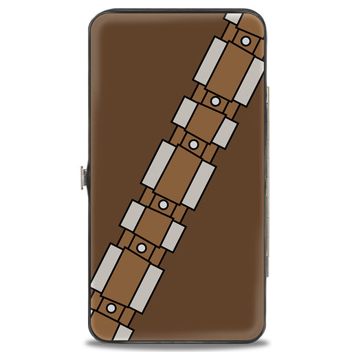 Hinged Wallet - Star Wars Chewbacca Mono Line Face + Bandolier Strap Brown Black Grays Hinged Wallets Star Wars