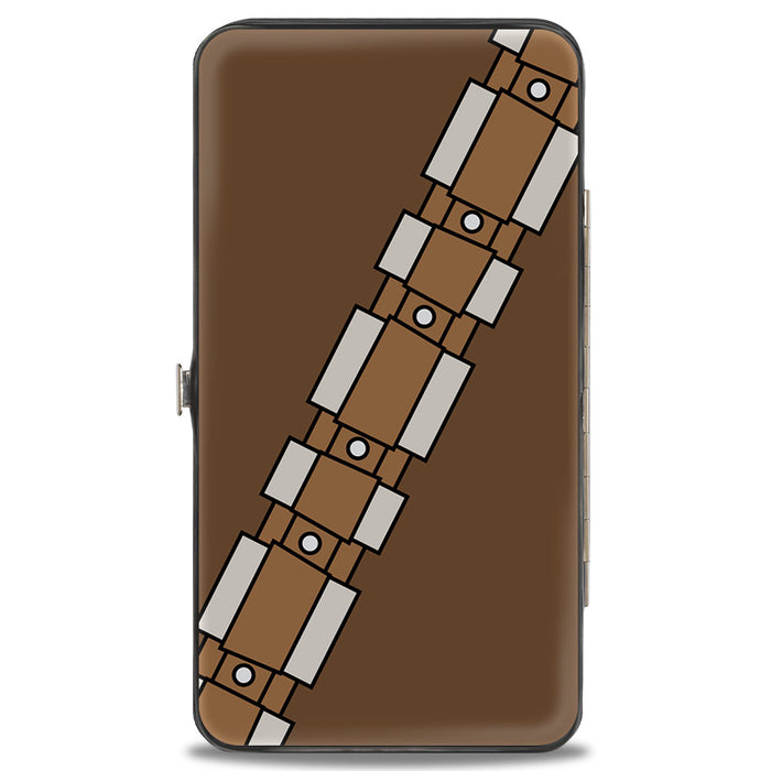 Hinged Wallet - Star Wars Chewbacca Mono Line Face + Bandolier Strap Brown Black Grays Hinged Wallets Star Wars