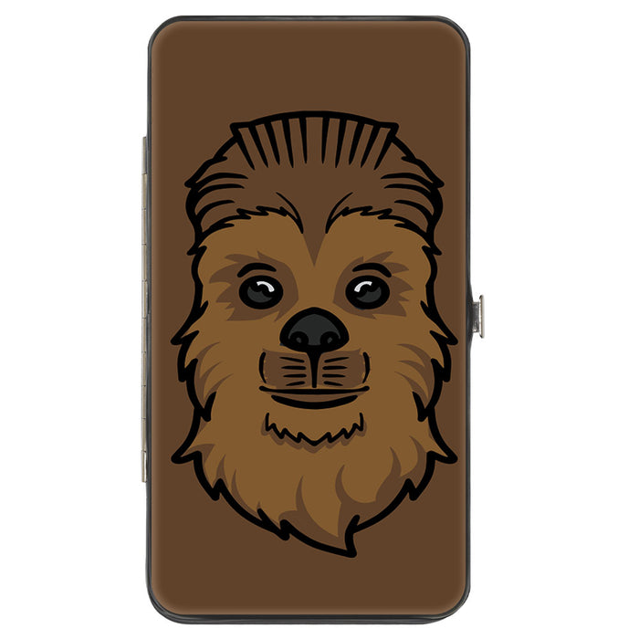 Hinged Wallet - Star Wars Chewbacca Mono Line Face + Bandolier Strap Brown Black Grays Hinged Wallets Star Wars