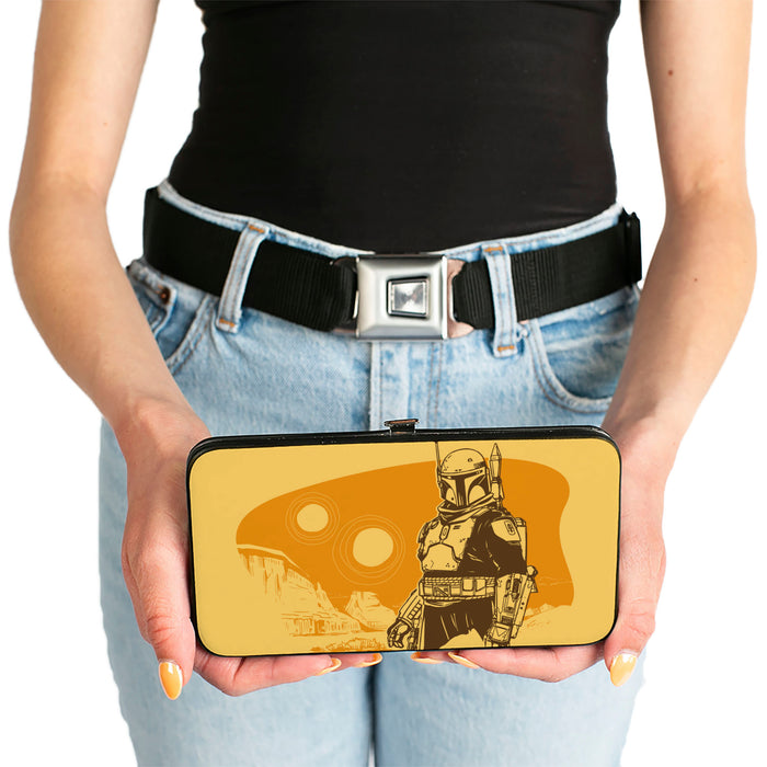 Hinged Wallet - Star Wars The Book of Boba Fett Landscape Pose + BOUNTY HUNTER Script Tans/Browns Hinged Wallets Star Wars