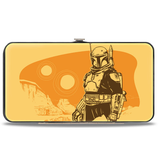 Hinged Wallet - Star Wars The Book of Boba Fett Landscape Pose + BOUNTY HUNTER Script Tans/Browns Hinged Wallets Star Wars