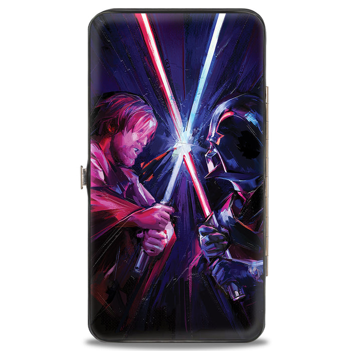 Hinged Wallet - Star Wars Obi-Wan Kenobi and Darth Vader Battle Clash Brush Stroke Pose Hinged Wallets Star Wars