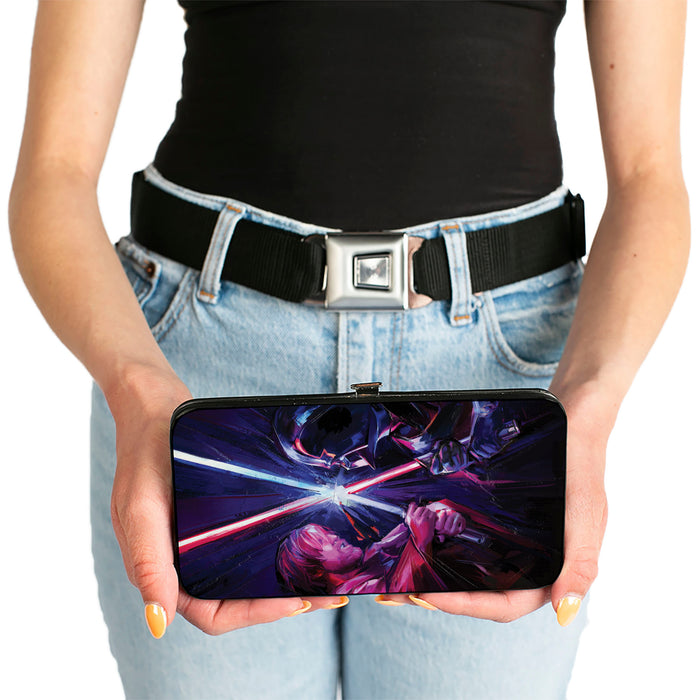 Hinged Wallet - Star Wars Obi-Wan Kenobi and Darth Vader Battle Clash Brush Stroke Pose Hinged Wallets Star Wars