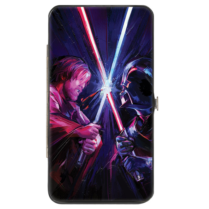 Hinged Wallet - Star Wars Obi-Wan Kenobi and Darth Vader Battle Clash Brush Stroke Pose Hinged Wallets Star Wars