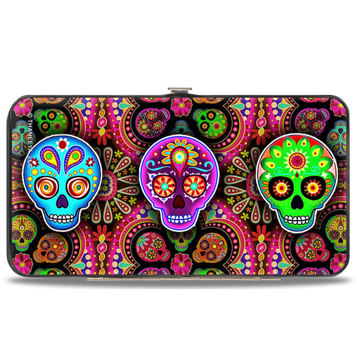 Hinged Wallet - Six Sugar Skulls Multi Color Hinged Wallets Thaneeya McArdle