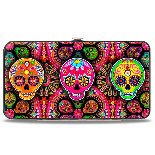 Hinged Wallet - Six Sugar Skulls Multi Color Hinged Wallets Thaneeya McArdle