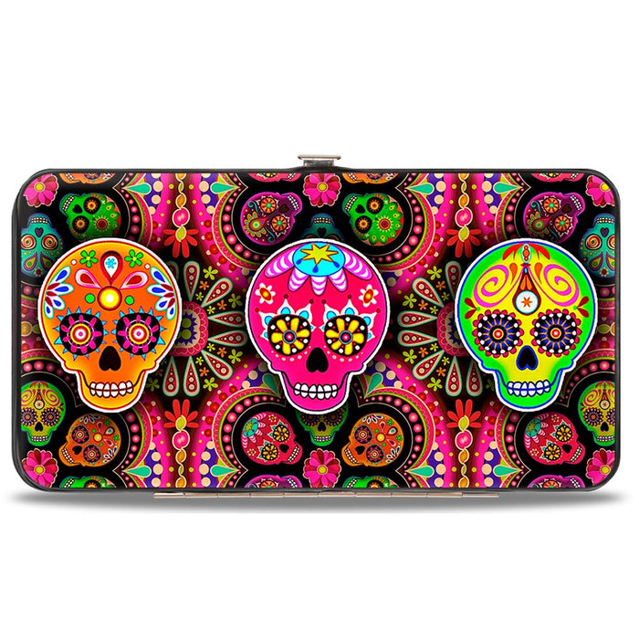 Hinged Wallet - Six Sugar Skulls Multi Color Hinged Wallets Thaneeya McArdle