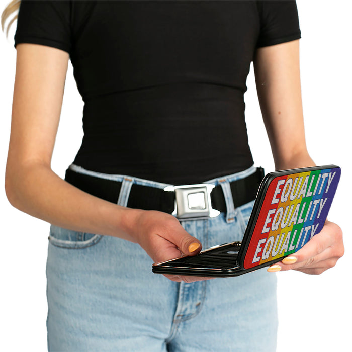 Hinged Wallet - EQUALITY Blocks Rainbow Blue White Hinged Wallets Buckle-Down