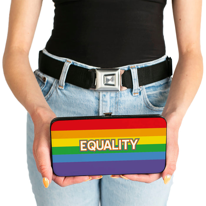 Hinged Wallet - EQUALITY Stripe Rainbow White Hinged Wallets Buckle-Down