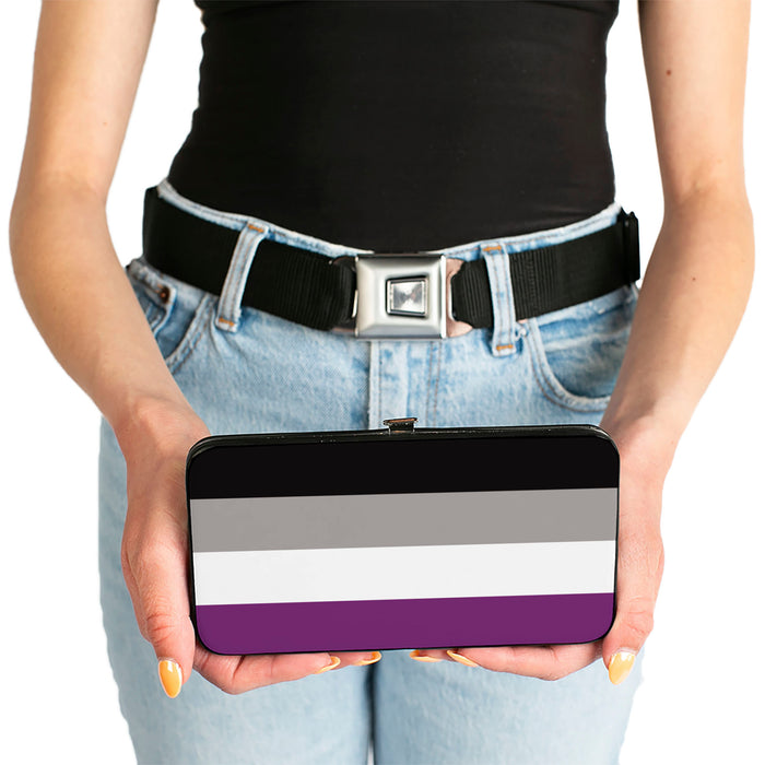 Hinged Wallet - Flag Asexual Black Gray White Purple Hinged Wallets Buckle-Down