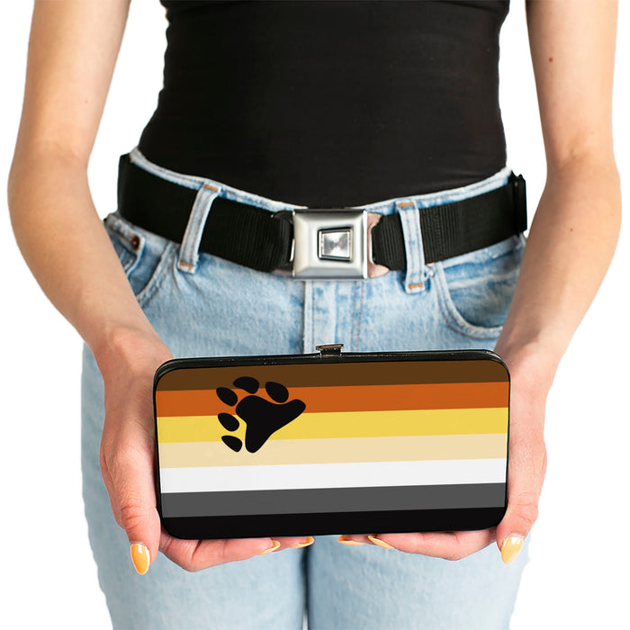 Hinged Wallet - Flag Bear Pride2 Black Brown Orange Yellow Tan White Gray Black