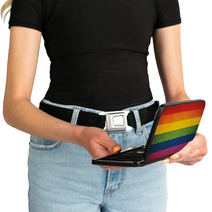 Hinged Wallet - Flag Pride Distressed Rainbow Hinged Wallets Buckle-Down