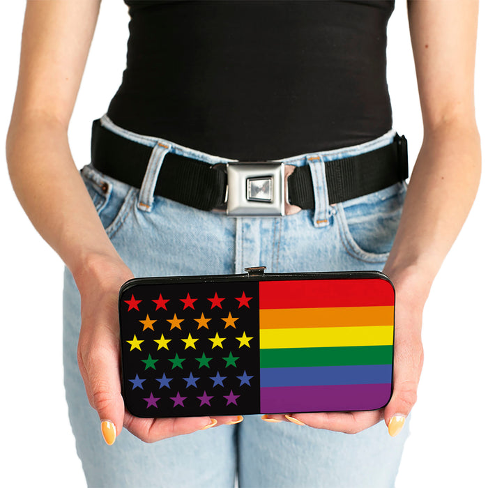 Hinged Wallet - Flag American Pride Rainbow Black