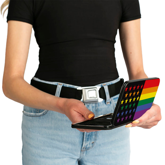 Hinged Wallet - Flag American Pride Rainbow Black