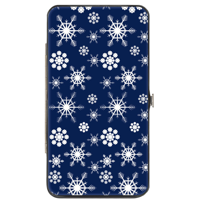 Hinged Wallet - Snowflakes Blue White Hinged Wallets Buckle-Down