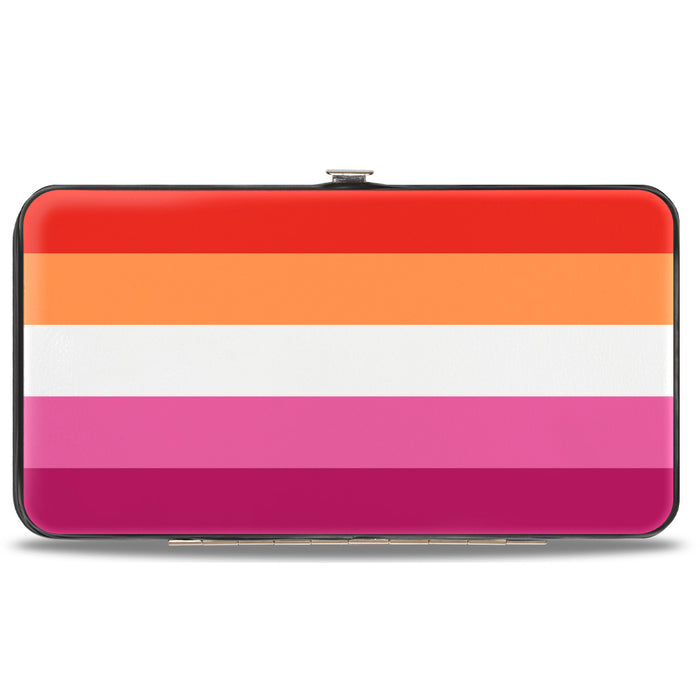 Hinged Wallet - Flag Lesbian Five Stripe Oranges White Pinks Hinged Wallets Buckle-Down