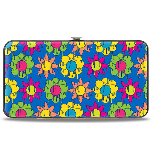 Hinged Wallet - Funky Flower Drip Blue/Multi Color Hinged Wallets Buckle-Down