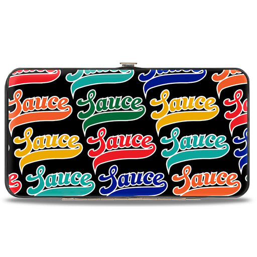 Hinged Wallet - SAUCE Baseball Script Black/Multi Color Hinged Wallets Buckle-Down