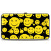 Hinged Wallet - Smiley Face Splatter Scattered Black/Yellow Hinged Wallets Buckle-Down