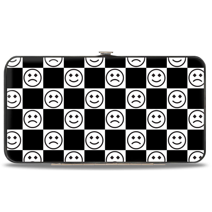 Hinged Wallet - Smiley Sad Face Checker Black/White Hinged Wallets Buckle-Down