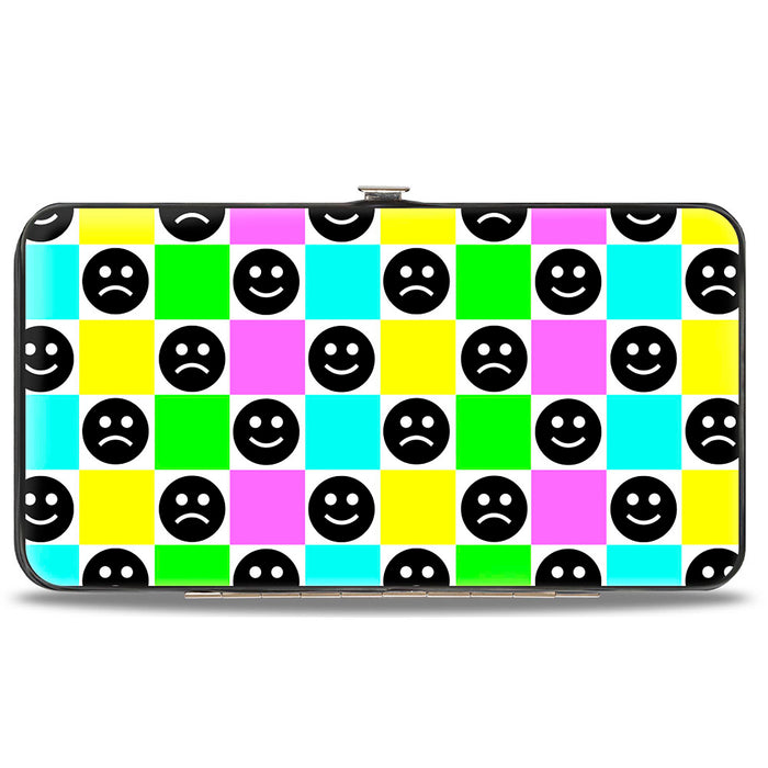 Hinged Wallet - Smiley Sad Face Checker Multi Color/White Hinged Wallets Buckle-Down